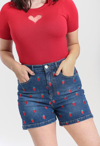 Strawberry Denim Shorts – Shop now at Kitty Darling
