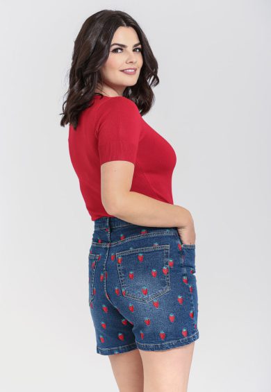 Strawberry Denim Shorts – Trousers | Kitty Darling