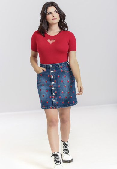 Strawberry Denim Mini Skirt – Skirt | Kitty Darling