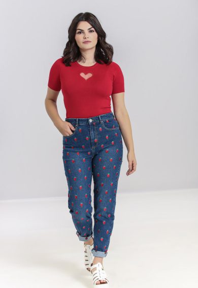 Strawberry Denim Jeans – Trousers | Kitty Darling