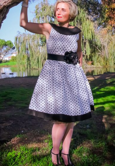 Cindy White & Black Polka Dot Circle Dress – Shop now at Kitty Darling