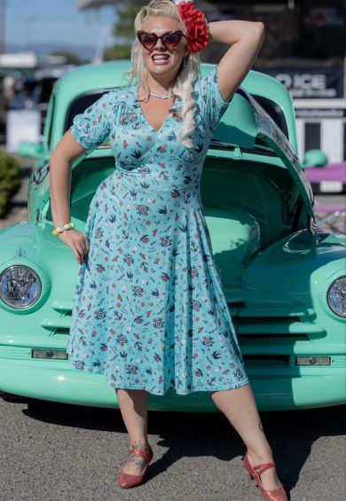 Julia Blue Nautical Tattoo Midi Dress – Shop now at Kitty Darling