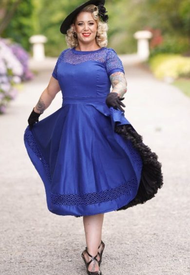 Tess Royal Blue Lace Sleeved Dress – Dresses | Kitty Darling