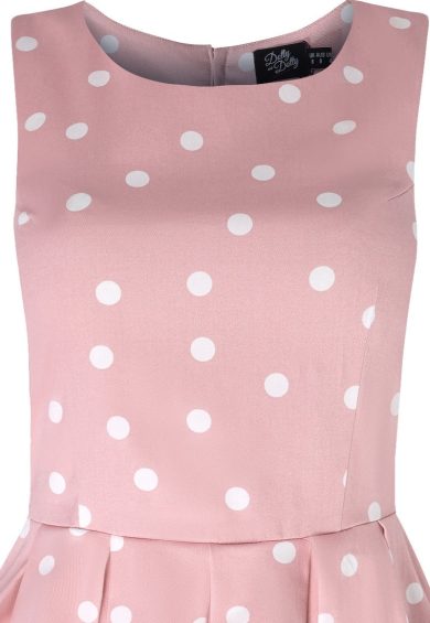 Annie Retro Polka Dot Dress In Pale Pink/White – Dresses | Kitty Darling
