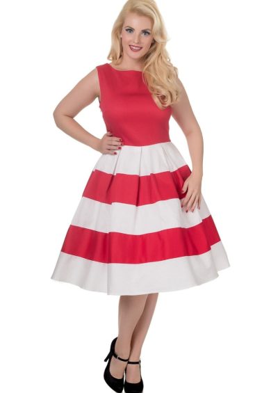 Anna Red & White Striped Swing Dress – Dresses | Kitty Darling