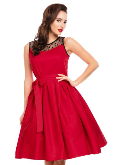 Elizabeth Vintage Style Evening Party Dress In Red – Dresses | Kitty Darling
