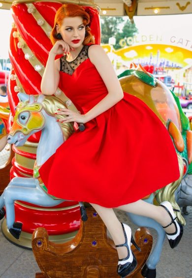 Elizabeth Vintage Style Evening Party Dress In Red – Shop now at Kitty Darling