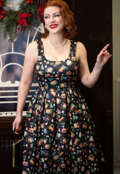 Amanda Christmas Fair Women's Quirky Swing Dress – Dresses | Kitty Darling