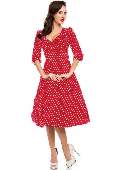 Katherine Red Polka Dot Swing Dress – Swing Dresses | Kitty Darling