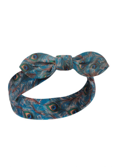 50's Inspired Quirky Headband in Blue & Peacock Feather – Bandanas & Headties | Kitty Darling