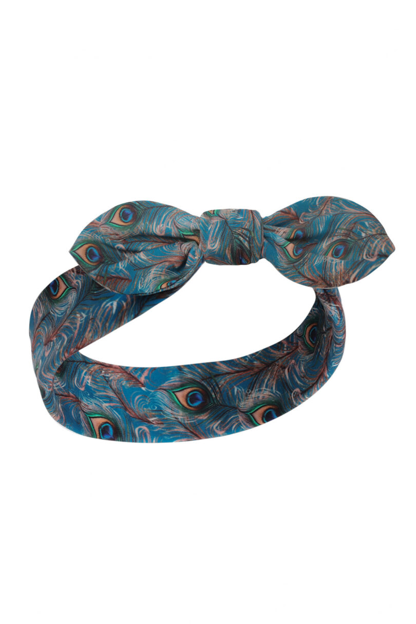 50's Inspired Quirky Headband in Blue & Peacock Feather  Shop now at Kitty Darling