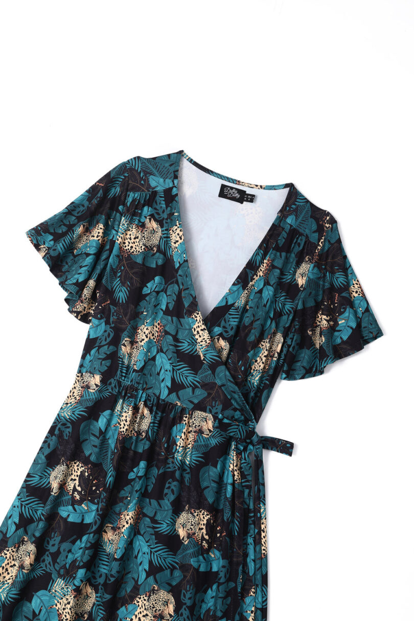 Georgina Wild Elegance Wrap Dress Cheetah & Palm Print  Shop now at Kitty Darling