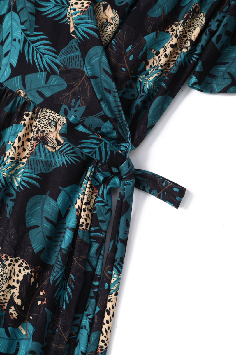 Georgina Wild Elegance Wrap Dress Cheetah & Palm Print  Shop now at Kitty Darling