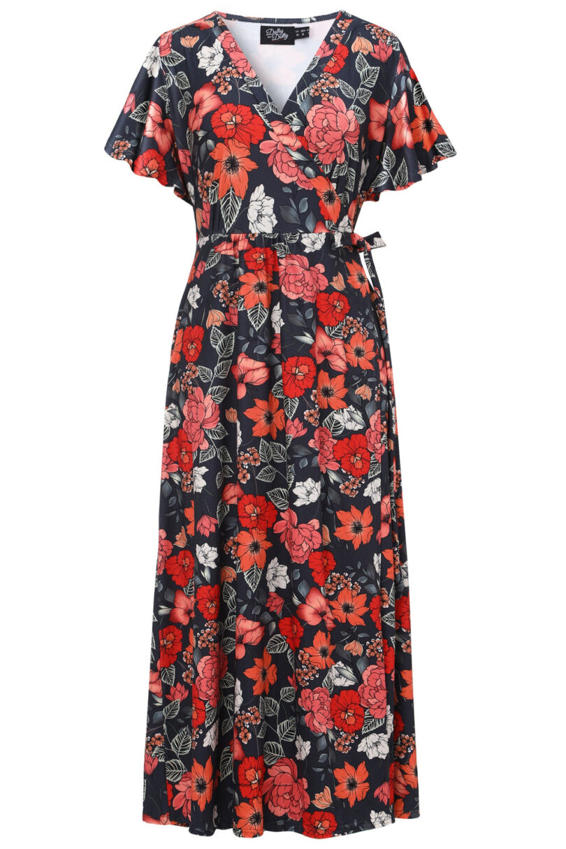 Georgina Twilight Grey Bloom Wrap Dress  Shop now at Kitty Darling