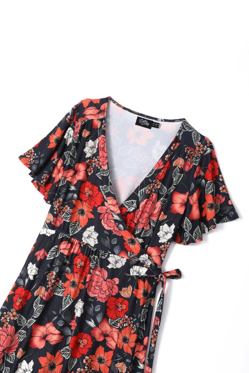 Georgina Twilight Grey Bloom Wrap Dress  Shop now at Kitty Darling