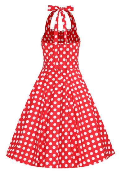 Daisy Red Halter Neck White Polka Dot Dress – Dresses | Kitty Darling