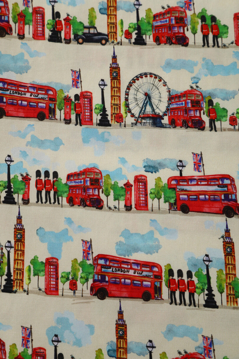 Penelope II White Rockabilly London Landmark Print Shirt Dress  Shop now at Kitty Darling