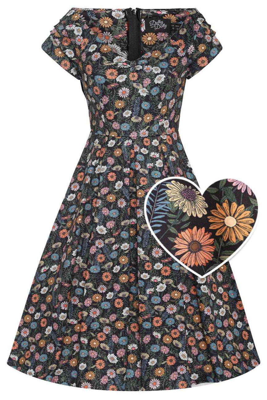 Lily Black Wildflower Off Shoulder Dress