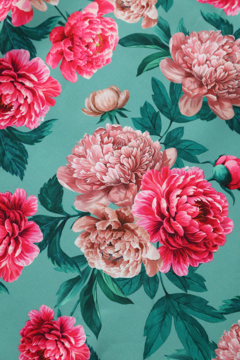 Lily Mint Off Shoulder 50s Inspired Pink Peony Print Dress  Shop now at Kitty Darling