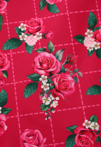 Lily Pink Off Shoulder 50s Inspired Rose Grid Print Dress – Dresses | Kitty Darling