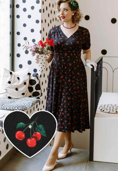Julia Retro Black Cherry Tea Dress – Dresses | Kitty Darling