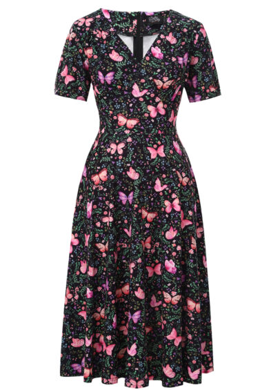 Julia Butterfly Garden Midi Dress In Black – Dresses | Kitty Darling