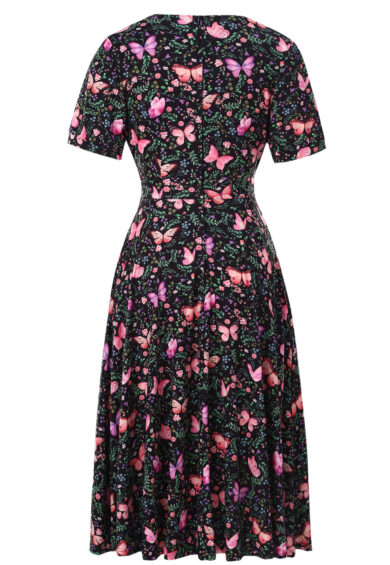Julia Butterfly Garden Midi Dress In Black – Dresses | Kitty Darling