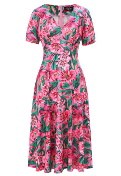 Julia Pink Lily Midi Dress – Dresses | Kitty Darling