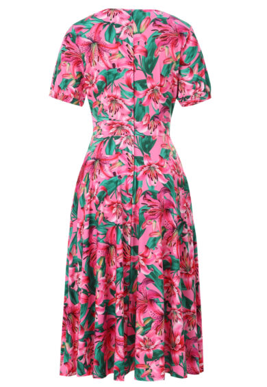Julia Pink Lily Midi Dress – Dresses | Kitty Darling