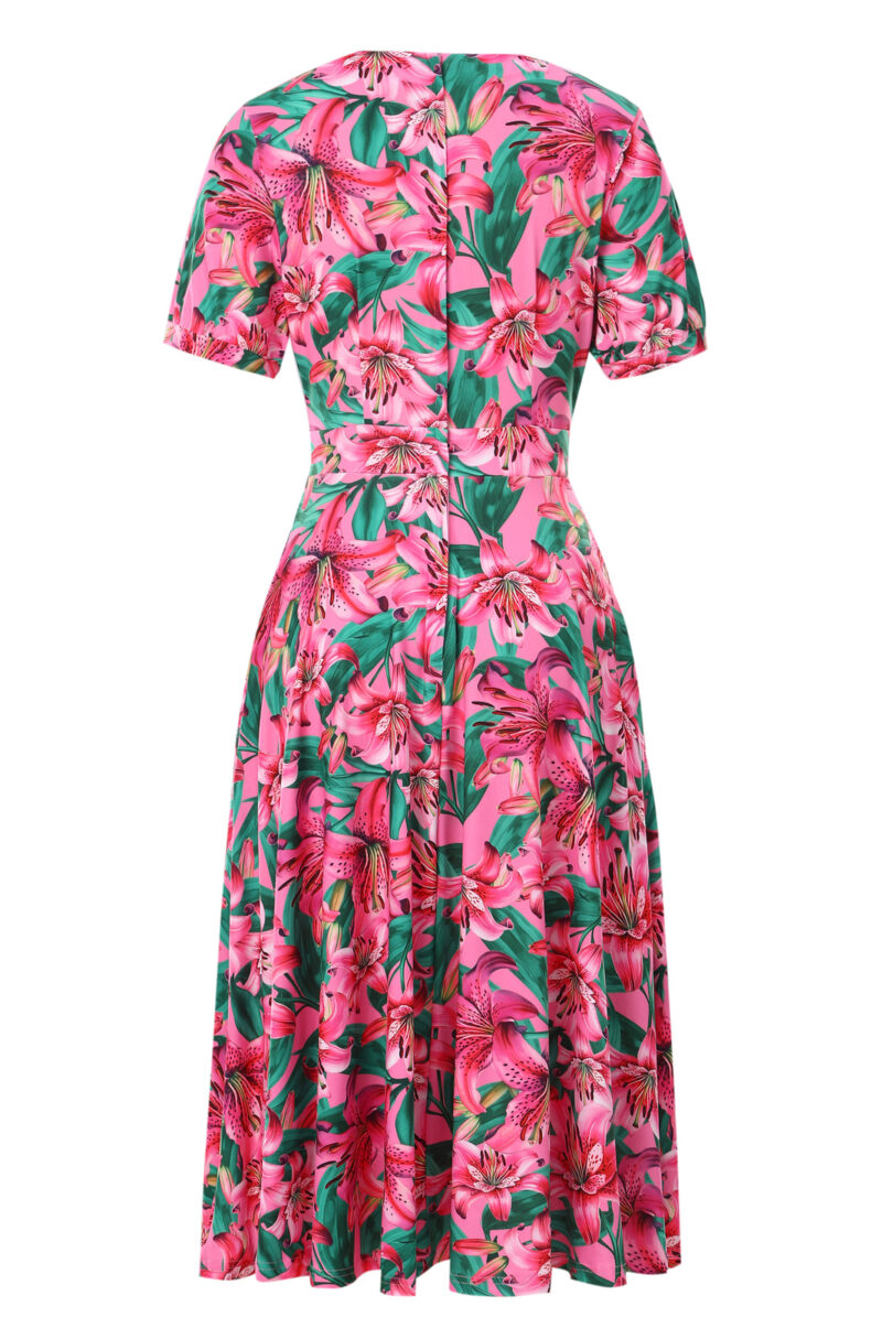 Julia Pink Lily Midi Dress  Shop now at Kitty Darling