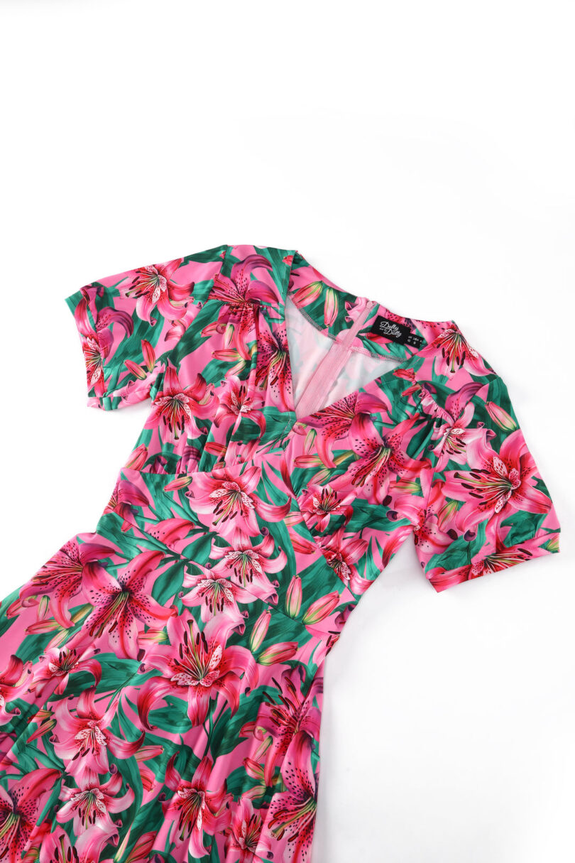 Julia Pink Lily Midi Dress  Shop now at Kitty Darling