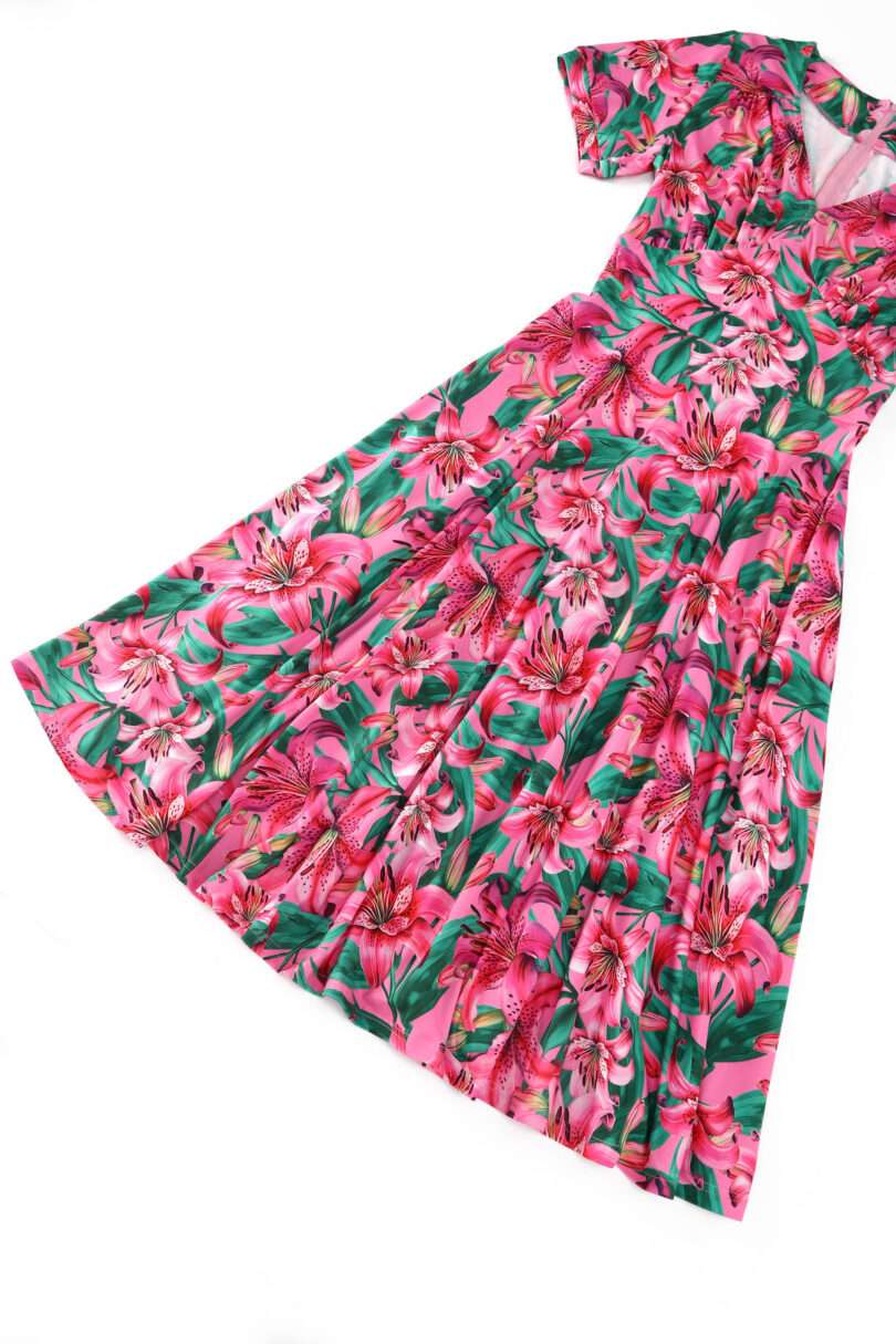 Julia Pink Lily Midi Dress  Shop now at Kitty Darling