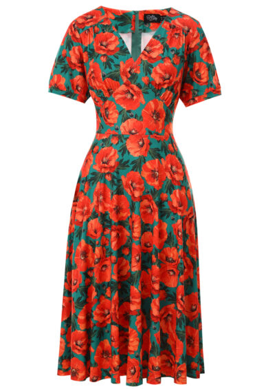 Julia Poppy Midi Dress In Teal – Dresses | Kitty Darling