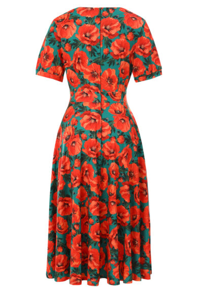 Julia Poppy Midi Dress In Teal – Dresses | Kitty Darling