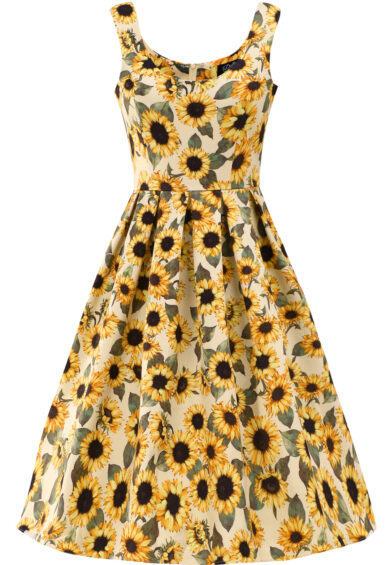 Amanda Sunflower Flared Dress – Dresses | Kitty Darling