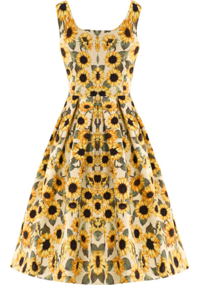 Amanda Sunflower Flared Dress – Dresses | Kitty Darling