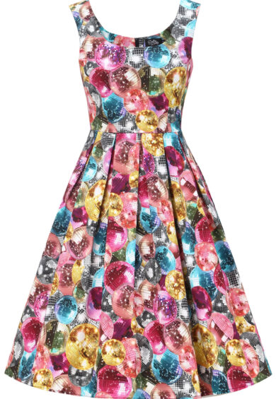 Amanda Retro Disco Ball Print Fit Party Dress – Uncategorised | Kitty Darling