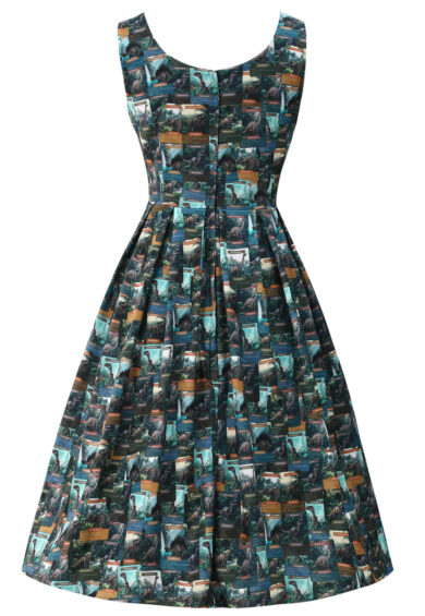 Amanda Green Dino Flash Card Print Swing Dress – Dresses | Kitty Darling
