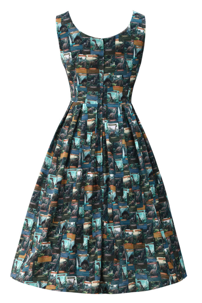 Amanda Green Dino Flash Card Print Swing Dress