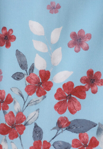 Amanda Blue Floral Midi Dress with Red Blossom Print – Dresses | Kitty Darling