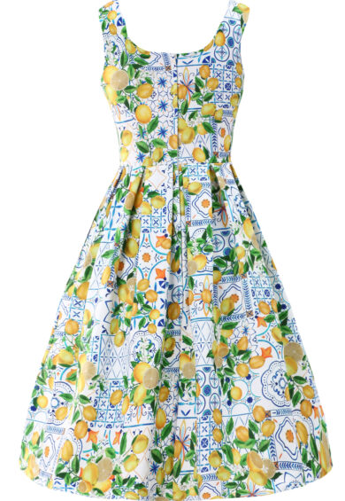 Amanda Mediterranean Lemon Swing Dress – Dresses | Kitty Darling