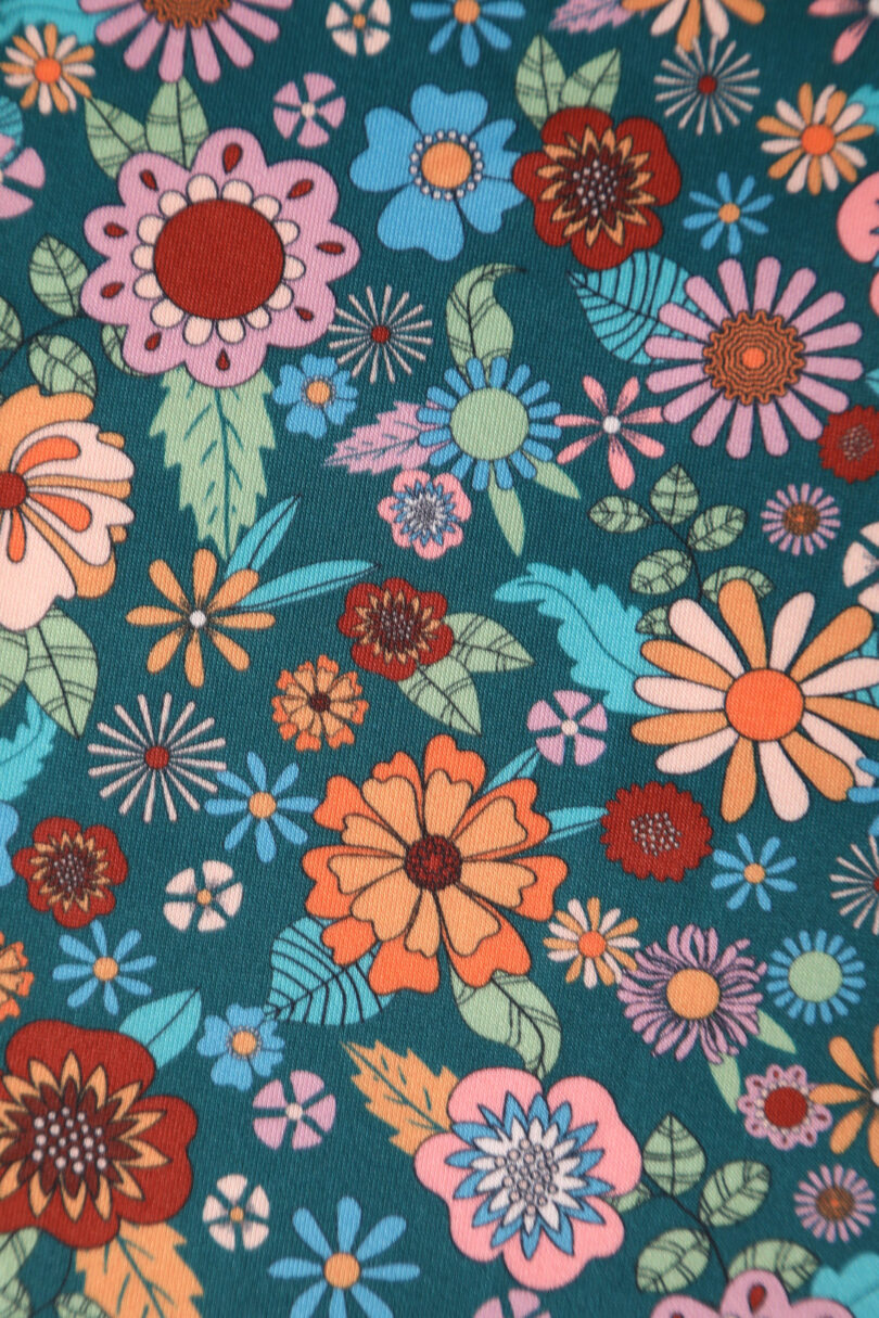 Amanda Peacock Blue Scoop Neck Retro Floral Print Dress  Shop now at Kitty Darling