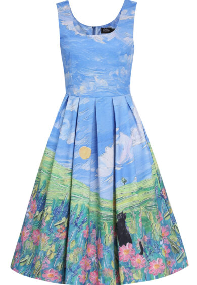 Amanda Whimsical Cat in Bloom Dress – Dresses | Kitty Darling