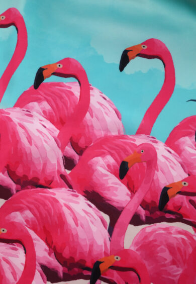 Amanda Turquoise 50s Inspired Flamingo Print Swing Dress – Dresses | Kitty Darling