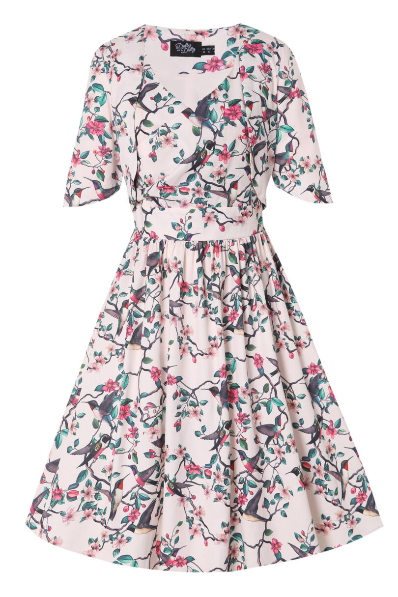Lisette White Three-Quarter Sleeve Floral/Bird Print Bolero  Shop now at Kitty Darling