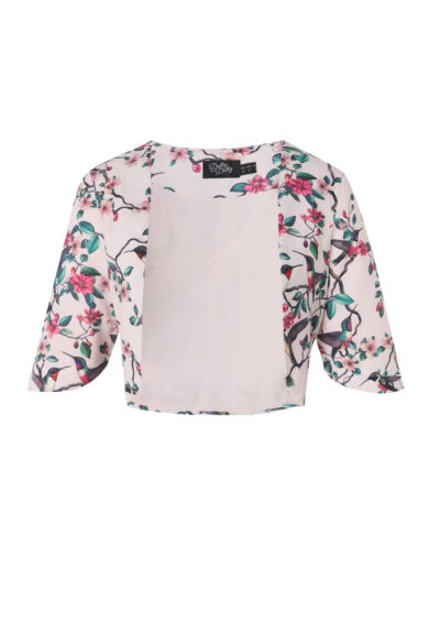 Lisette White Three-Quarter Sleeve Floral/Bird Print Bolero – Coats & Jackets | Kitty Darling