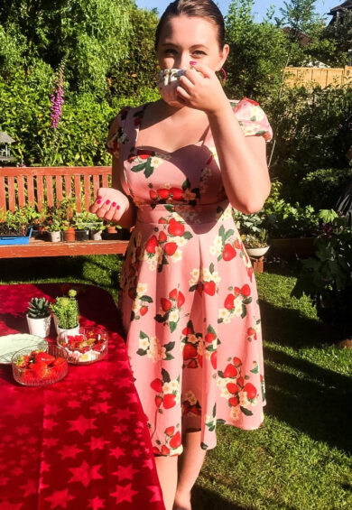 Claudia Pink Strawberry Swing Dress – Dresses | Kitty Darling