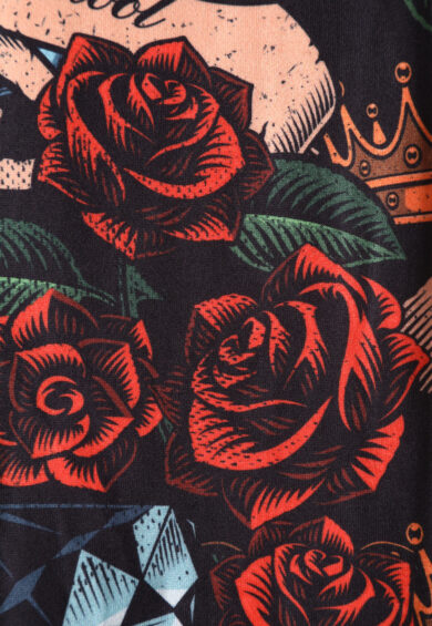 Darlene Black Rockabilly Heart & Roses Retro Print Swing Dress – Dresses | Kitty Darling