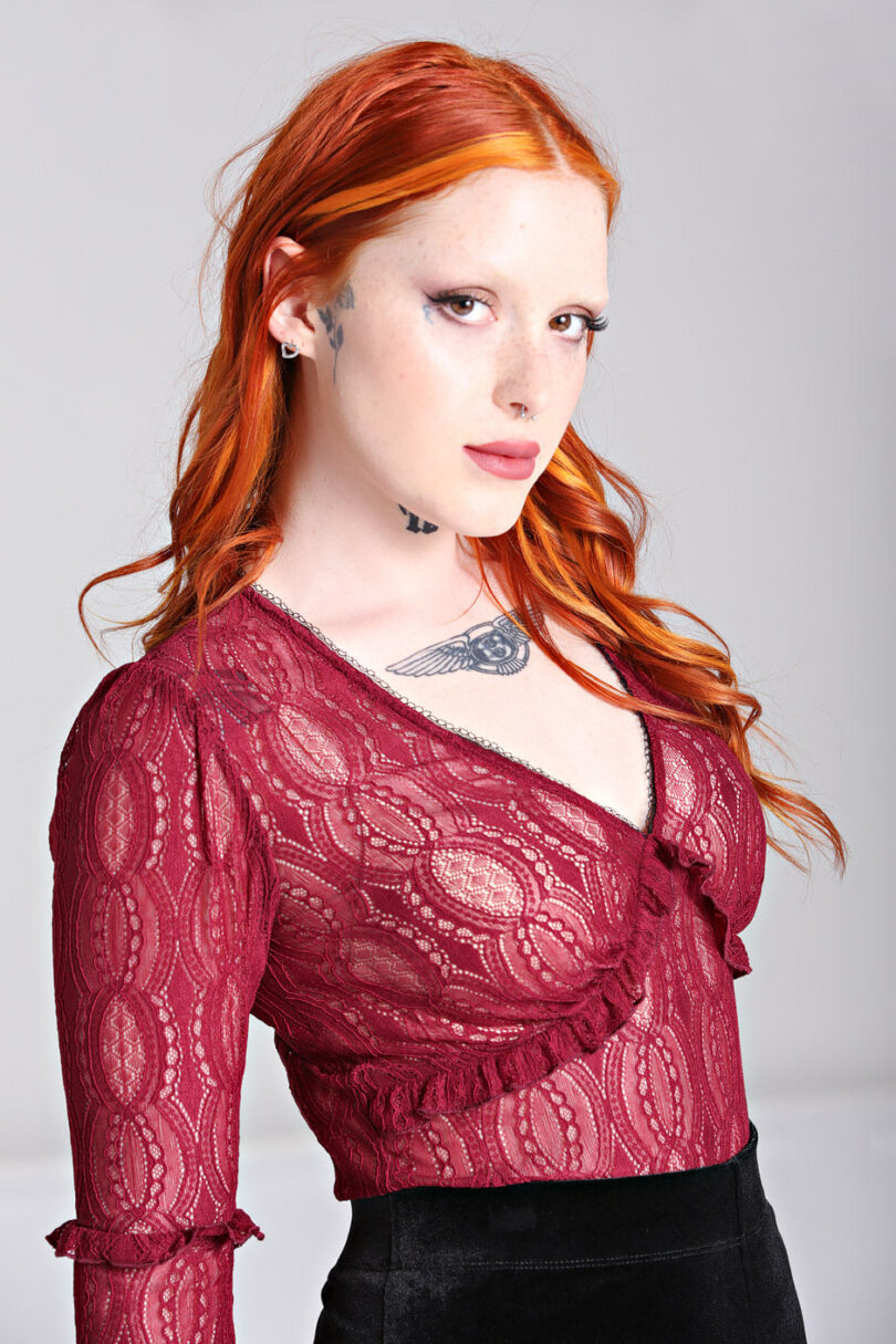 Rhea Top Burgundy  Shop now at Kitty Darling