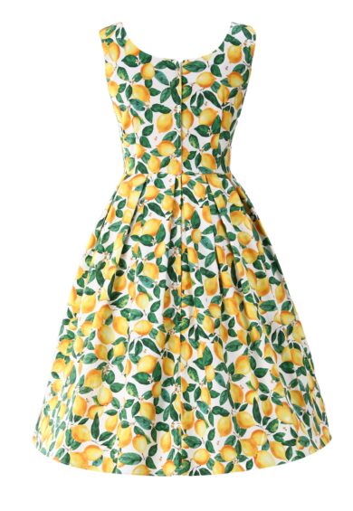 Amanda Lemon Print Dress in White – Dresses | Kitty Darling